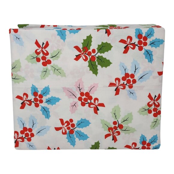 CATH KIDSTON LONDON Christmas Holly Multi Twin Sheets Set 100% Cotton Percale - Picture 2 of 7